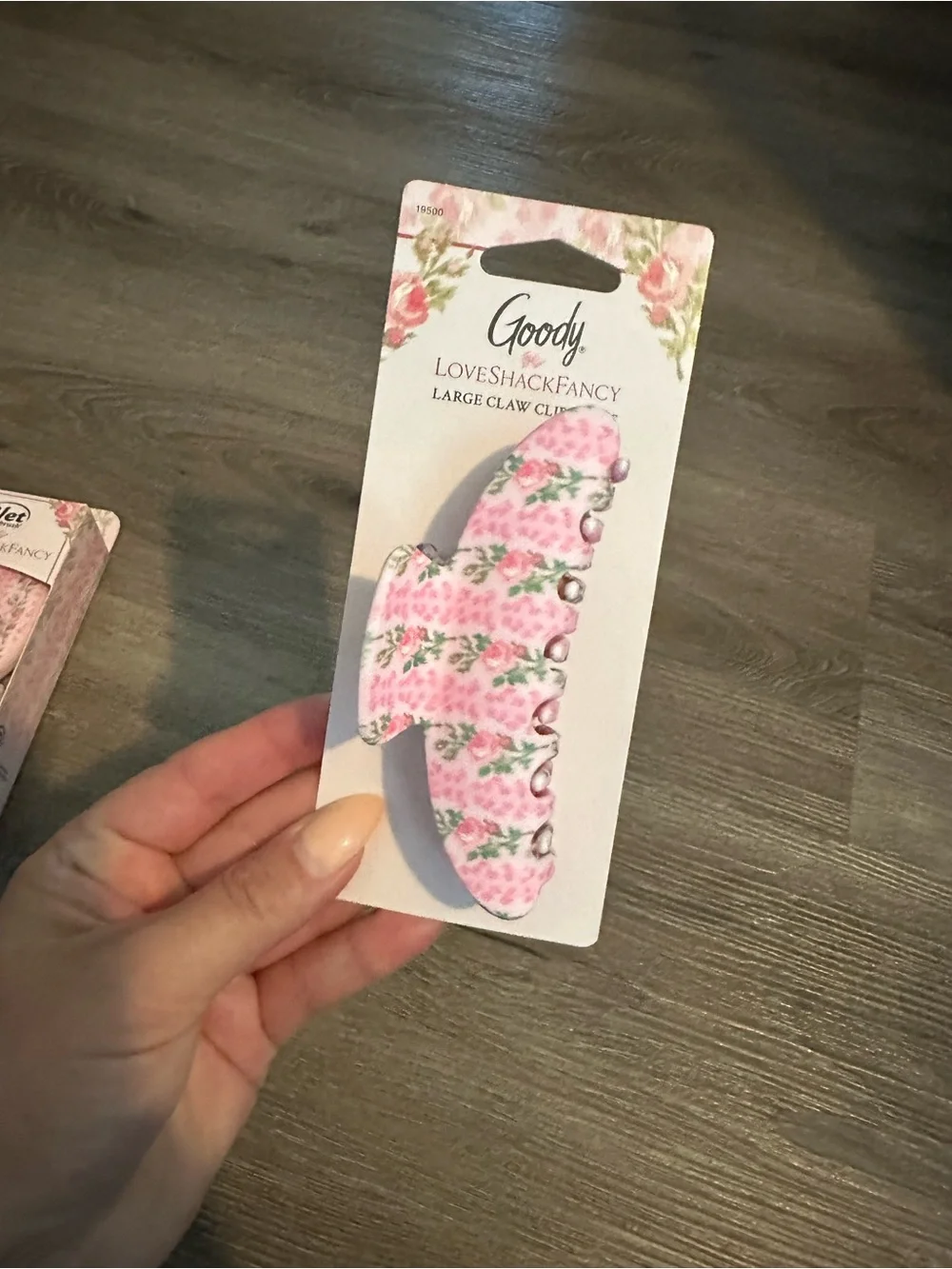 LoveShackFancy Pink Floral Mini Detangler & Large Claw Clip Set